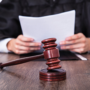 Gavel and judge's hands